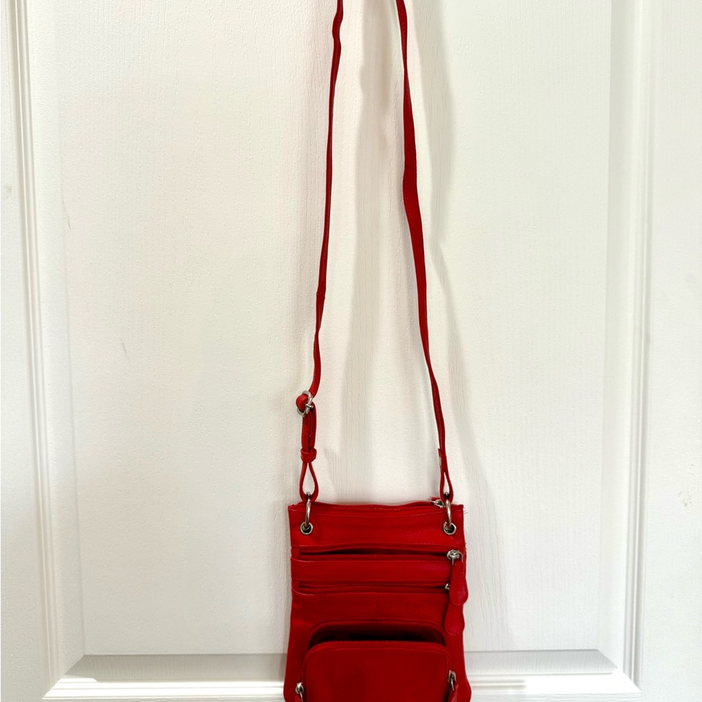 Genuine Leather Red Crossbody Bag Purse NWOT
